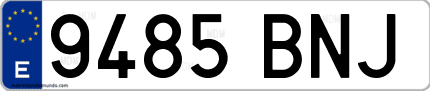 Ejemplo de matrícula de coche ordinaria 9485 BNJ