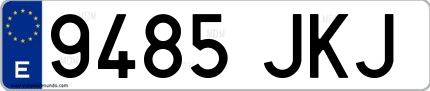 Ejemplo de matrícula española 9485 JKJ