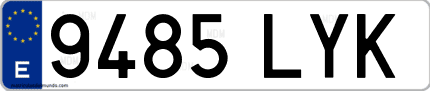 Ejemplo de matrícula de coche ordinaria 9485 LYK