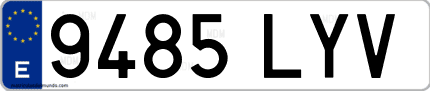 Ejemplo de matrícula de coche ordinaria 9485 LYV
