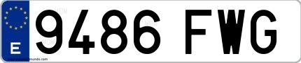 Ejemplo de matrícula española 9486 FWG