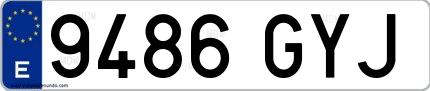 Ejemplo de matrícula española 9486 GYJ