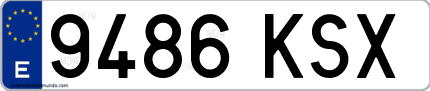 Ejemplo de matrícula de coche ordinaria 9486 KSX