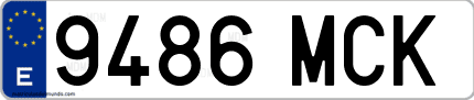Ejemplo de matrícula de coche ordinaria 9486 MCK