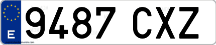 Ejemplo de matrícula de coche ordinaria 9487 CXZ