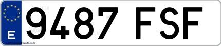 Ejemplo de matrícula española 9487 FSF