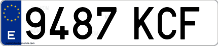 Ejemplo de matrícula de coche ordinaria 9487 KCF