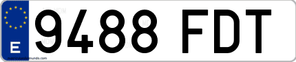 Ejemplo de matrícula de coche ordinaria 9488 FDT