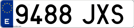Ejemplo de matrícula de coche ordinaria 9488 JXS