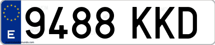Ejemplo de matrícula de coche ordinaria 9488 KKD
