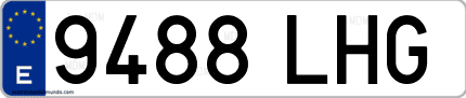 Ejemplo de matrícula de coche ordinaria 9488 LHG