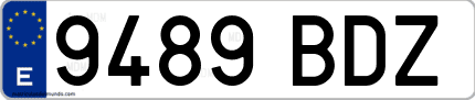 Ejemplo de matrícula de coche ordinaria 9489 BDZ