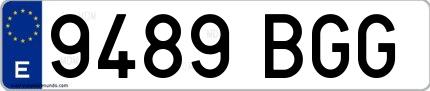 Ejemplo de matrícula española 9489 BGG