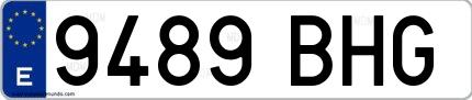 Ejemplo de matrícula española 9489 BHG