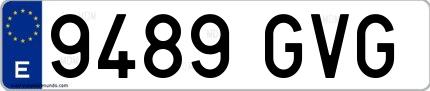 Ejemplo de matrícula española 9489 GVG
