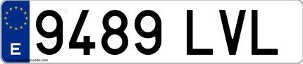 Ejemplo de matrícula española 9489 LVL