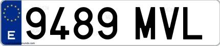 Ejemplo de matrícula española 9489 MVL