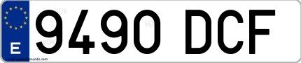 Ejemplo de matrícula española 9490 DCF