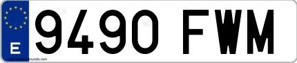 Ejemplo de matrícula española 9490 FWM