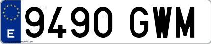 Ejemplo de matrícula española 9490 GWM