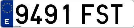 Ejemplo de matrícula española 9491 FST