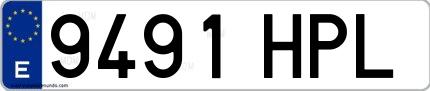 Ejemplo de matrícula española 9491 HPL