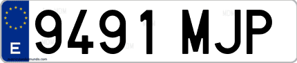 Ejemplo de matrícula de coche ordinaria 9491 MJP