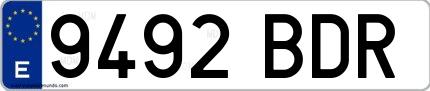 Ejemplo de matrícula española 9492 BDR