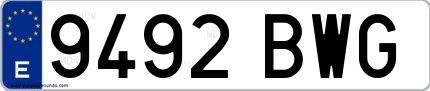 Ejemplo de matrícula española 9492 BWG