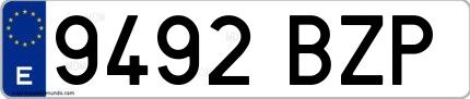 Ejemplo de matrícula española 9492 BZP