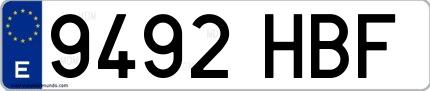Ejemplo de matrícula española 9492 HBF