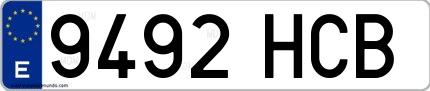 Ejemplo de matrícula española 9492 HCB