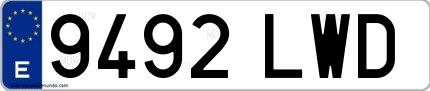 Ejemplo de matrícula española 9492 LWD