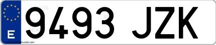 Ejemplo de matrícula española 9493 JZK