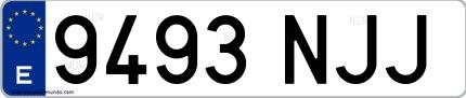 Ejemplo de matrícula española 9493 NJJ