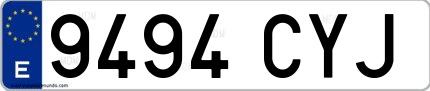 Ejemplo de matrícula española 9494 CYJ