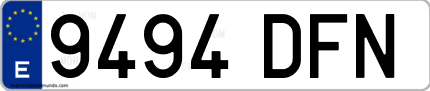 Ejemplo de matrícula de coche ordinaria 9494 DFN
