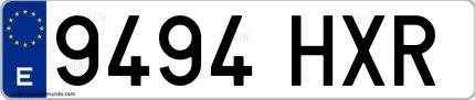 Ejemplo de matrícula española 9494 HXR