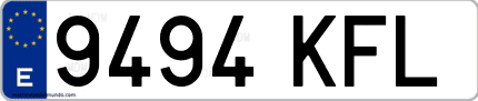Ejemplo de matrícula de coche ordinaria 9494 KFL