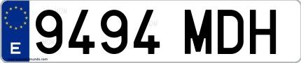 Ejemplo de matrícula española 9494 MDH
