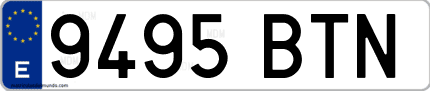Ejemplo de matrícula de coche ordinaria 9495 BTN