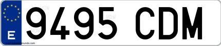 Ejemplo de matrícula española 9495 CDM
