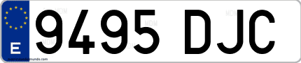 Ejemplo de matrícula de coche ordinaria 9495 DJC