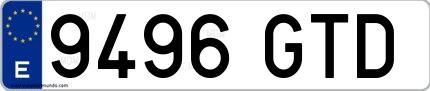 Ejemplo de matrícula española 9496 GTD