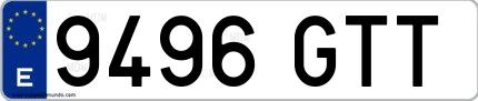 Ejemplo de matrícula española 9496 GTT