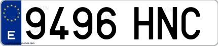 Ejemplo de matrícula española 9496 HNC
