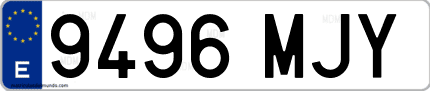 Ejemplo de matrícula de coche ordinaria 9496 MJY