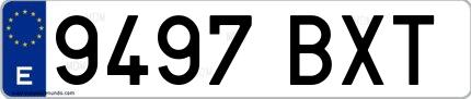 Ejemplo de matrícula española 9497 BXT