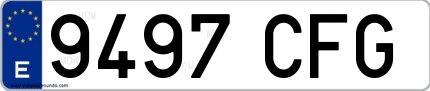 Ejemplo de matrícula española 9497 CFG