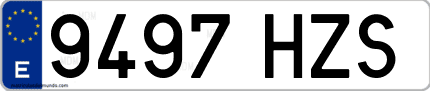 Ejemplo de matrícula de coche ordinaria 9497 HZS